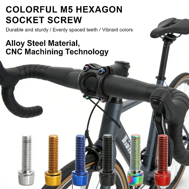 Handlebar Riser Stem - 6pcs Set Titanium Plated M5 18mm