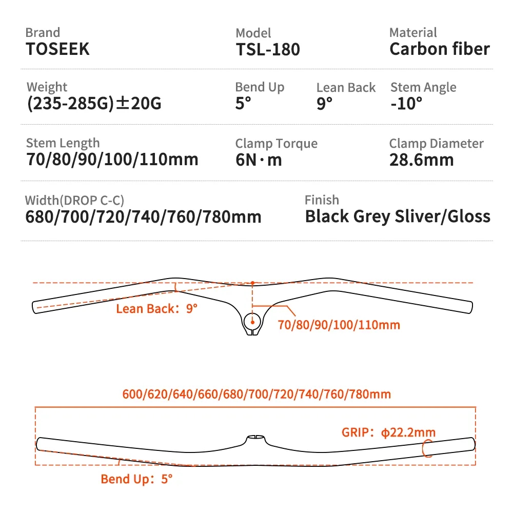 TOSEEK T800 Carbon Handlebars  – Mountain Biking Xc Bewertung und Preis